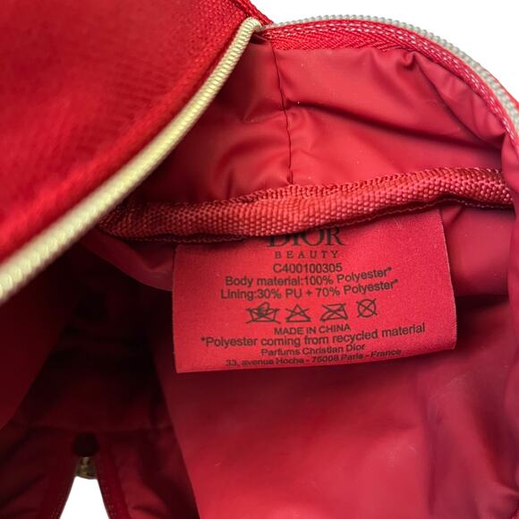 Dior Beauty CD Logo Berry Red Makeup Bag Zip Pouch - Picture 6 of 8